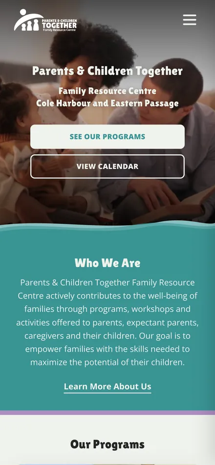 The same home page on a phone